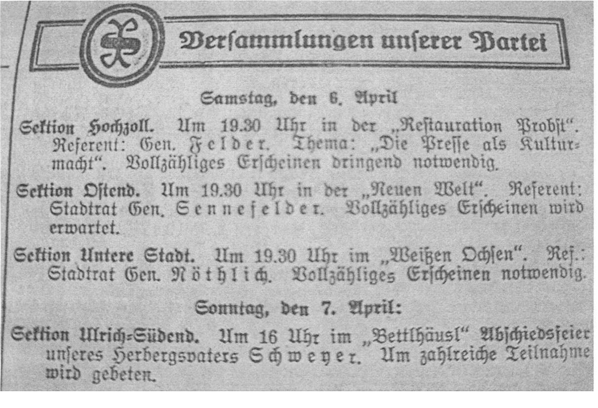 Versammlung der SPD 1929